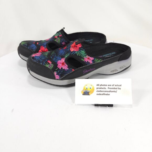 Skechers Floral Casual Slip On Mule Womens Size 5 158057 Black Multi - Picture 1 of 9